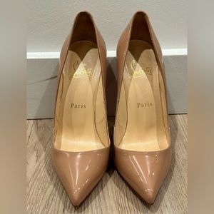 Christian Louboutin Nude Patent Leather Pointed-Toe Pumps
